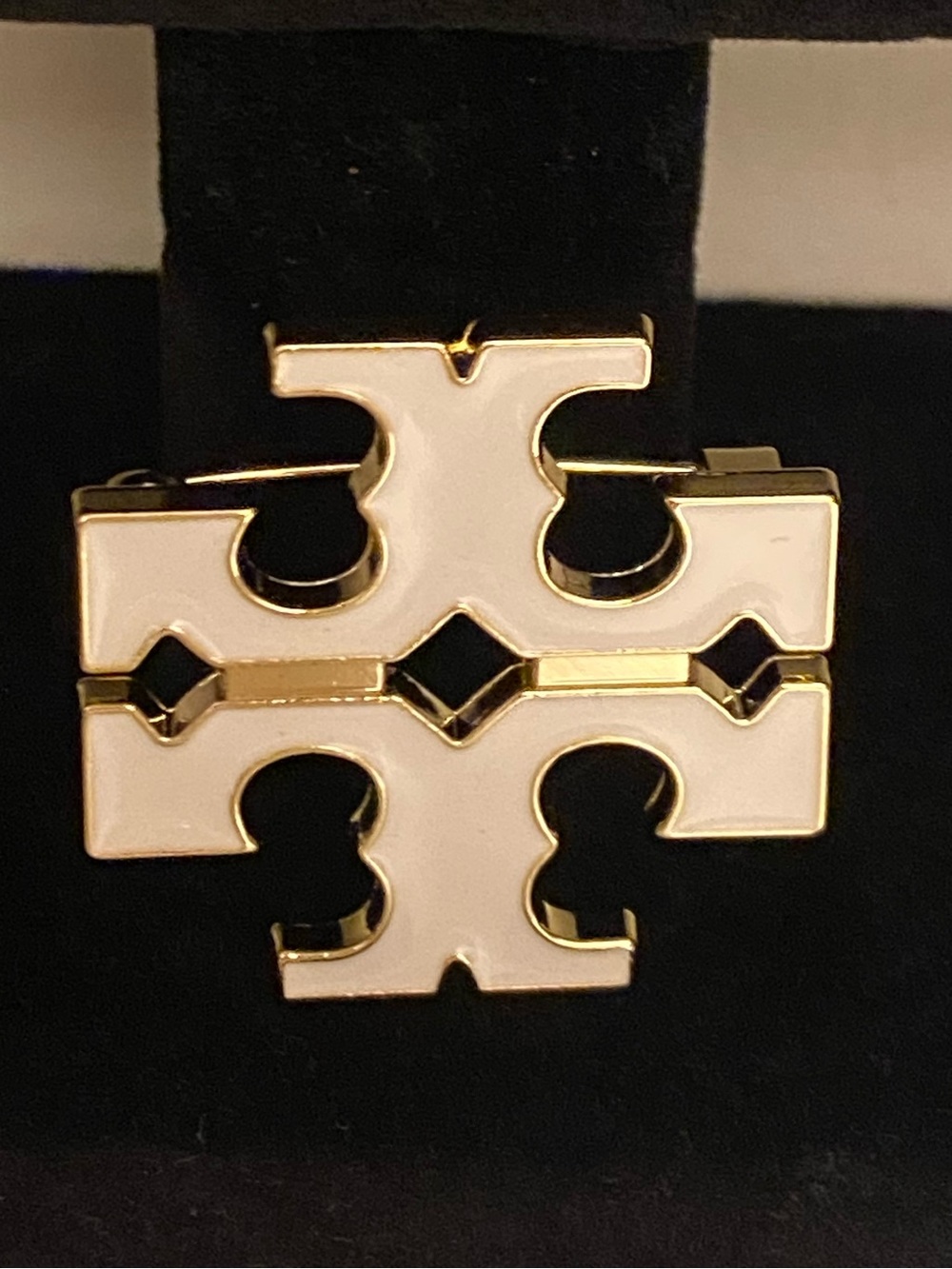 Fashion Jewelry White and Gold Enamel Inspired T-B  Logo Luxury Brooch Unisex